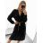 Šaty s páskem dlouhý rukáv dámské (S/M ONE SIZE) ITALSKá MóDA IM423020 S/M Black