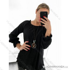 Tunika/halenka s přívěškem dlouhý rukáv dámská nadrozměr (L/XL ONE SIZE) ITALSKÁ MÓDA IM423022