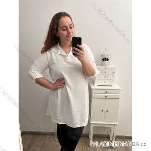 Tunika košilová dlouhý rukáv dámská nadrozměr (2XL/3XL ONE SIZE) ITALSKá MóDA IM423028