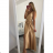 Long summer satin dress with straps women with belt (UNI S / M) ITALIAN FASHION IMM22INFINITE -   green pea -   S / M