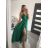Long summer satin dress with straps women with belt (UNI S / M) ITALIAN FASHION IMM22INFINITE -   green pea -   S / M