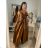 Long summer satin dress with straps women with belt (UNI S / M) ITALIAN FASHION IMM22INFINITE -   green pea -   S / M