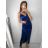 Šaty společenské dlouhé elegantní na ramínka satén dámské (S/M ONE SIZE) ITALSKÁ MÓDA IMPSH236357A/DU -   zelená smaragdová -   S/M/L