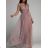 Šaty elegantné dlhé na ramienka šifónové dámske (S/M ONE SIZE) TALIANSKA MODA IMM22Q52303/DUR S/M ružová