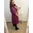 Šaty společenské elegantní šifonové krátký rukáv dámské nadrozměr (XL/2XL ONE SIZE) ITALSKÁ MÓDA IMM23ALESA/DU XL/2XL fialová