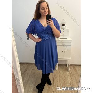 Šaty společenské elegantní šifonové krátký rukáv dámské nadrozměr (XL/2XL ONE SIZE) ITALSKÁ MÓDA IMM23ALESA/DU