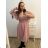 Women's Long Knitted Turtleneck Short Sleeve Dress (S/M ONE SIZE) ITALIAN FASHION IMM22FD51751 XL/2XL pink