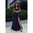 Women's Plus Size (42-46) Long Elegant Party Sleeveless Dress POLISH FASHION PMLBC23265-10 dark blue 34