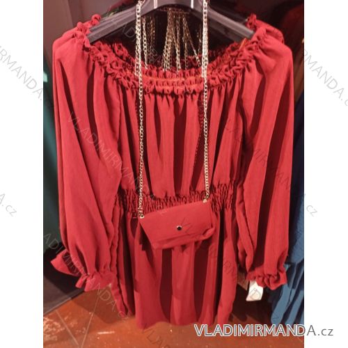 Šaty s kabelkou dlhý rukáv dámske (S/M ONE SIZE) TALIANSKA MÓDA IMH23007
