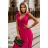 Women's Plus Size (42-46) Long Elegant Party Sleeveless Dress POLISH FASHION PMLBC23265-10 dark pink 34