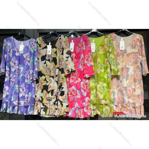 Šaty dlouhý rukáv květované dámské (S/M ONE SIZE) ITALSKÁ MÓDA IMM23EL2415