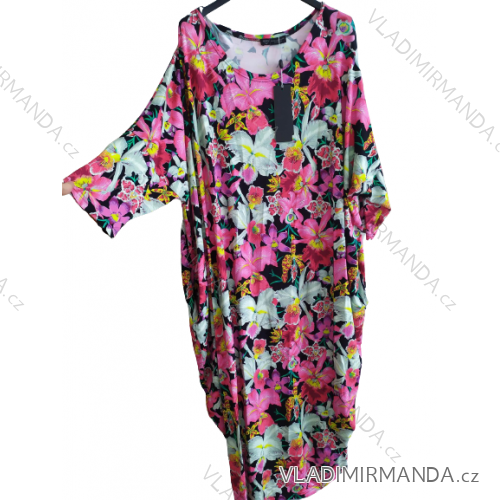 Šaty dlouhý rukáv dámské nadrozměr (XL/2XL/3XL ONE SIZE) POLSKÁ MÓDA PMLT22JAJKOE