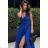 Women's Plus Size (42-46) Long Elegant Party Sleeveless Dress POLISH FASHION PMLBC23265-10 Royal blue 36