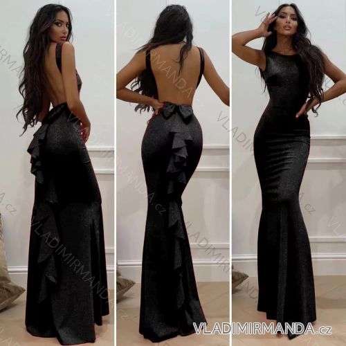 Šaty elegantní třpytivé společenské dlouhé bez rukávu dámské (S/M ONE SIZE) ITALSKá MóDA IMM22LS24047/DU