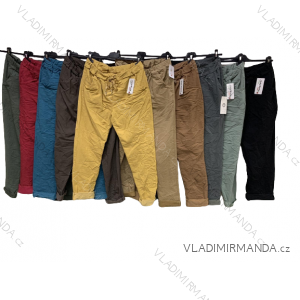 Kalhoty strečové dlouhé dámské nadrozměr (XL/2XL ONE SIZE) ITALSKÁ MÓDA IMC23033