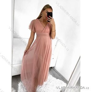 Šaty společenské elegantní letní krátký rukáv dámské (S/M ONE SIZE) ITALSKÁ MÓDA IMPSH223589L/DR