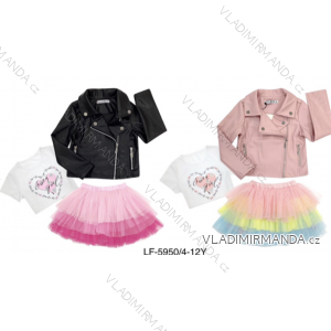 Souprava sukně a koženková bunda a tričko dorost dívčí (4-12let) ITALSKÁ MÓDA IMPWK23LF-5950