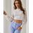 Langärmliges Crop-Top/Bluse aus Spitze für Damen (Einheitsgröße S/M) ITALIAN FASHION IMPGM233317