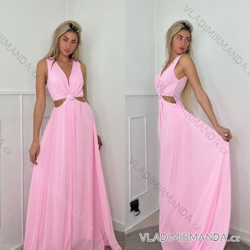 Women's Long Elegant Sleeveless Dress (S/M ONE SIZE) ITALIAN FASHION IMPBB23A11660