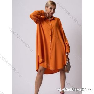 Šaty oversize košilové dlouhý rukáv dámské (S/M/L ONE SIZE) ITALSKÁ MÓDA IMWAS23128