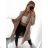 Women's long fleece coat (M / L ONE SIZE) ITALIAN FASHION IMD211105 Camel brown M / L
