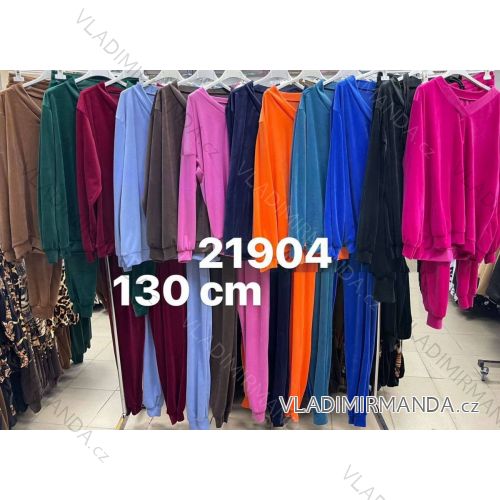 Souprava sametová tepláková mikina a tepláky dámská nadrozměr (2XL/3XL ONE SIZE) POLSKÁ MÓDA IMWT2321904
