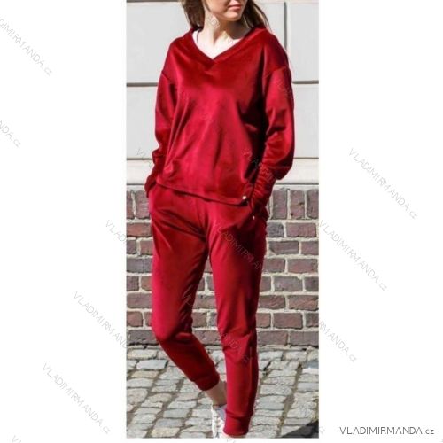 Souprava sametová tepláková mikina a tepláky dámská nadrozměr (XL/2XL ONE SIZE) POLSKÁ MÓDA IMWT23185