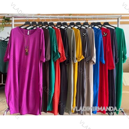 Šaty oversize s přívěškem krátký rukáv dámské nadrozměr (XL/2XL ONE SIZE) ITALSKÁ MÓDA IMWT23197