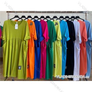 Šaty krátký rukáv dámské nadrozměr (XL/2XL ONE SIZE) ITALSKÁ MÓDA IMWT23198