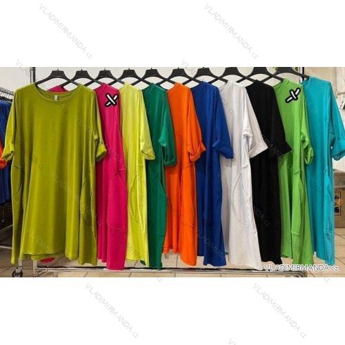 Šaty krátký rukáv dámské nadrozměr (3XL/4XL ONE SIZE) ITALSKÁ MÓDA IMWT23201
