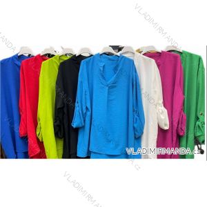 Tunika košilová dlouhý rukáv dámská nadrozměr (3XL/4XL ONE SIZE) ITALSKÁ MÓDA IMWT23204