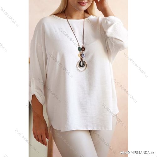 Tunika s přívěškem dlouhý rukáv dámská nadrozměr (3XL/4XL ONE SIZE) ITALSKÁ MÓDA IMWT23209