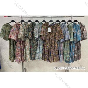 Šaty letní indické carmen dlouhý rukáv dámské (S/M ONE SIZE) ITALSKÁ MÓDA IMWKK23317
