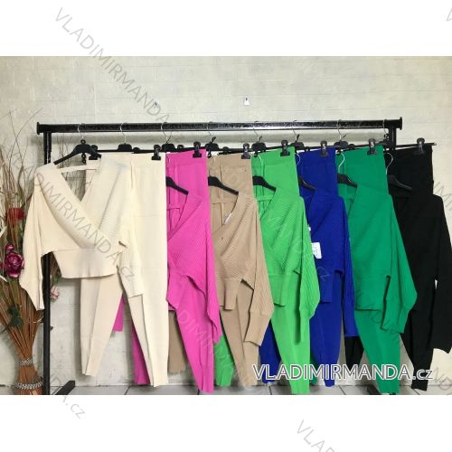 Women's Elegant Pants and Long Sleeve Top Set (S/M ONE SIZE) ITALIAN FASHION IMPGM23001