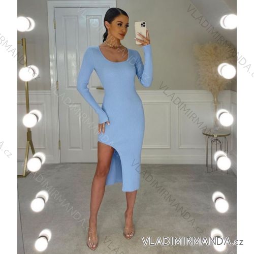 Šaty elegantní dlouhý rukáv dámské (S/M ONE SIZE) ITALSKÁ MÓDA IMPOC239106
