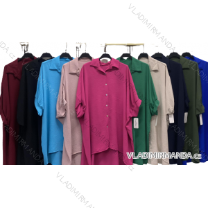 Tunika košile prodloužená 3/4 dlouhý rukáv dámská nadrozměr (2XL/3XL/4XL ONE SIZE) ITALSKÁ MÓDA IMC23093