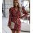 Women's Elegant Long Sleeve Floral Dress (S/M ONE SIZE) ITALIAN FASHION IMPLP2353019090