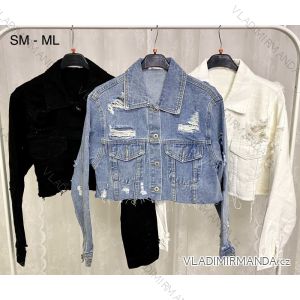 Bunda riflová jeans dlouhý rukáv dámská (S-L) ITALSKÁ MÓDA IMPLP2328280018