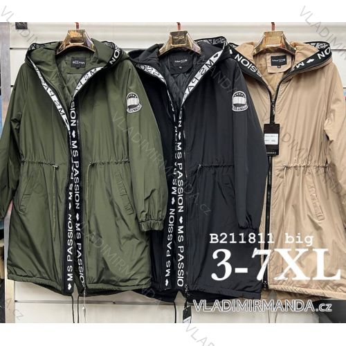 Bunda parka jarní s kapucí dámská nadrozměr (3XL-7XL) POLSKÁ MÓDA PMLB23B211811B