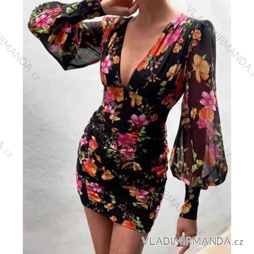 Šaty elegantný dlhý rukáv dámske (S/M ONE SIZE) TALIANSKA MÓDA IMWE23462