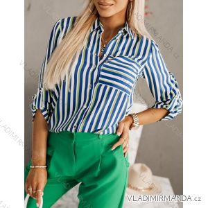 Košile dlouhý rukáv dámská proužek (S/M ONE SIZE) ITALSKÁ MÓDA IMWGS23483