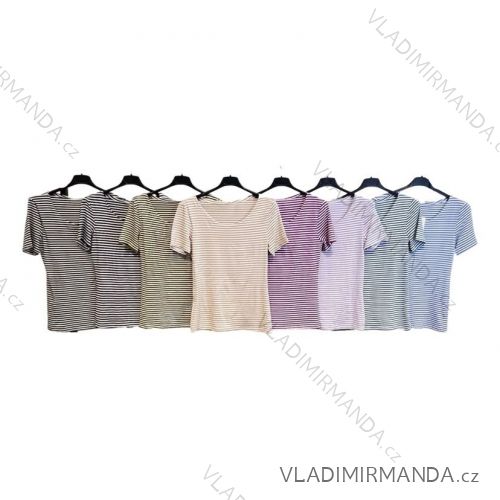 Tričko krátký rukáv dámské proužek (S/M ONE SIZE) ITALSKÁ MÓDA IMPLM2380240