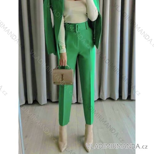 Kalhoty dlouhé s páskem dámské (S-XL) ITALSKÁ MÓDA IMPGM237884-01 zelená S