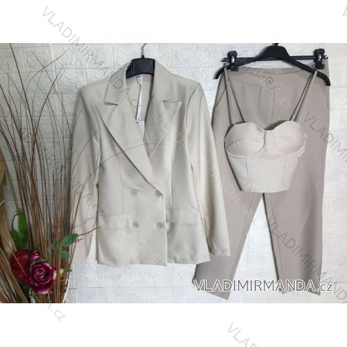 Women's elegant pants, jacket and top set (S-XL) ITALIAN FASHION IMPGM233790-06 beige XL