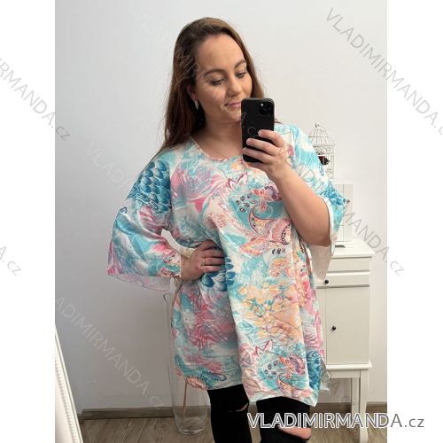 Tunika oversize 3/4 dlouhý rukáv dámská nadrozměr (3XL/4XL ONE SIZE) ITALSKÁ MÓDA IMC23140