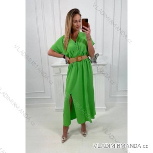 Light green long dress with a decorative belt