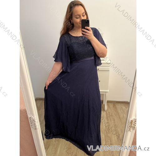 šaty plesové dlouhé elegantní společenské krátký rukáv dámské (XL/2XL/3XL ONE SIZE) ITALSKÁ MÓDA IMM23001