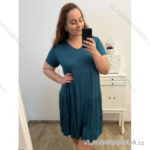 Šaty krátký rukáv dámské nadrozměr (2XL/3XL ONE SIZE) ITALSKá MóDA IM423ROMA