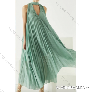 Šaty dlouhé skládané bez rukávu dámské (S/M ONE SIZE) ITALSKÁ MÓDA IMPDY23YAGE8903