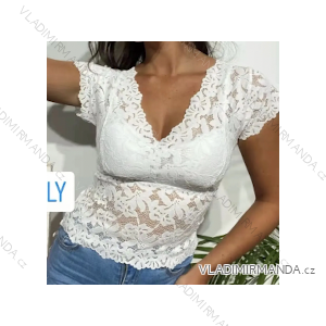 Kurzarm-T-Shirt/Bluse aus Spitze für Damen (Einheitsgröße S/M) ITALIAN FASHION IMPDY23HT2113
